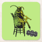 カブトムシ |椅子のカブトムシ スクエアペーパーコースター (正面)