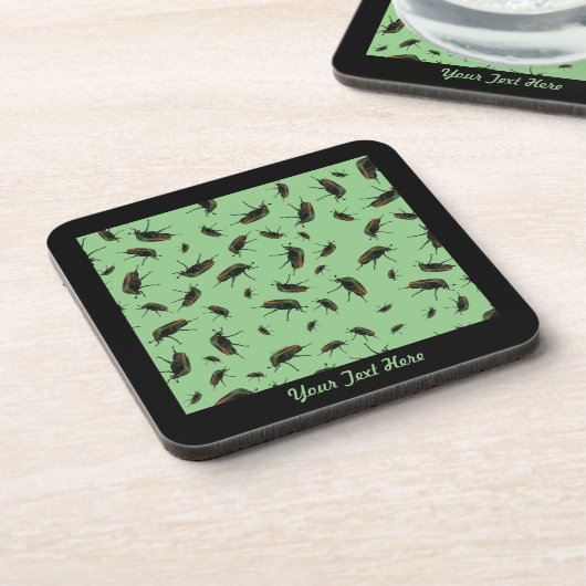 カブトムシBugプラスチック製コースター – オプシパーソナライズされたョン コースター (左側)