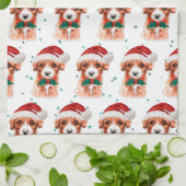 カブードル犬のクリスマス星 キッチンタオル (折り畳み)