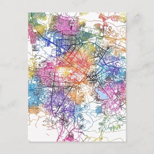 カブール・アフガニスタンの地図 ポストカード (正面)