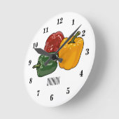 カプシカム漫画イラストレーション ラウンド壁時計 (傾斜)