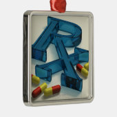 カプセルとの3D RXの記号 メタルオーナメント (右)