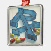 カプセルとの3D RXの記号 メタルオーナメント (左)