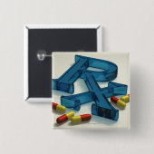 カプセルとの3D RXの記号 缶バッジ (正面&裏面)