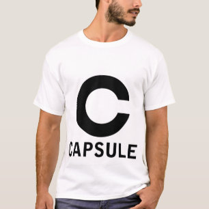 カプセルのロゴのティー(黒いグラフィックだけ、白いワイシャツ) Tシャツ