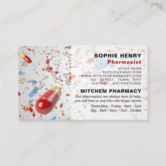 カプセルデザイン、薬局、薬剤師 名刺 (正面)