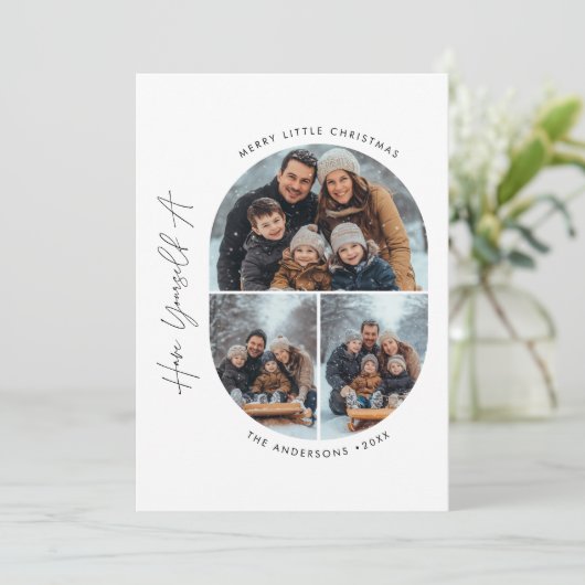 カプセルフォト | 小メリーさなクリスマスの子供の家族 シーズンカード (スタンド正面)
