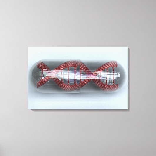 カプセル内のDNA鎖 キャンバスプリント (正面)