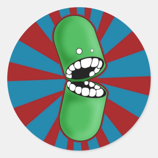 カプセル（緑）スタンプ ラウンドシール (正面)