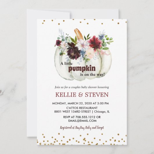 カプチャカップルのベビーシエレガントャワー招待 招待状 (正面)