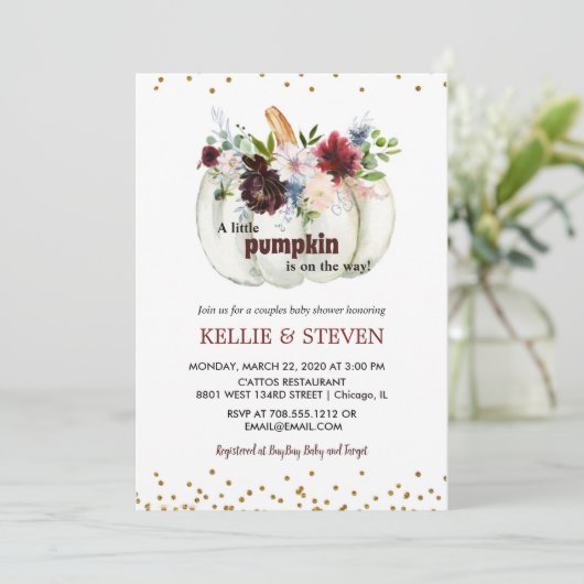 カプチャカップルのベビーシエレガントャワー招待 招待状 (スタンド正面)