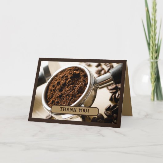 カプチーノのために醸造する準備ができているエスプレッソのショット サンキューカード (正面)