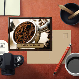 カプチーノのために醸造する準備ができているエスプレッソのショット シーズンポストカード