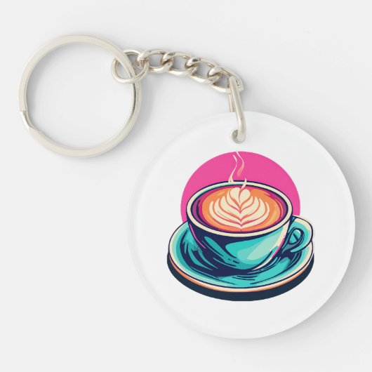 カプチーノのコーヒーカップ キーホルダー (正面)