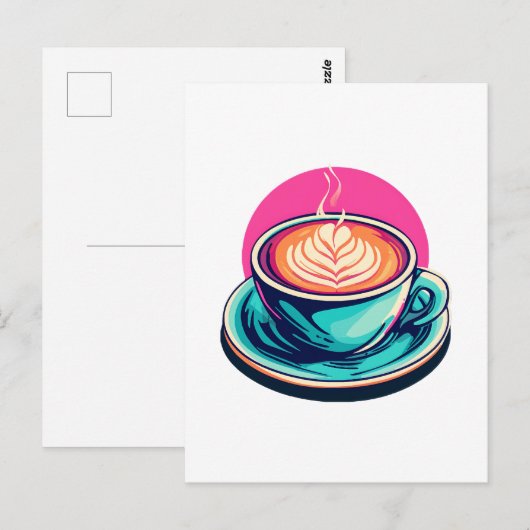カプチーノのコーヒーカップ ポストカード (正面/裏面)