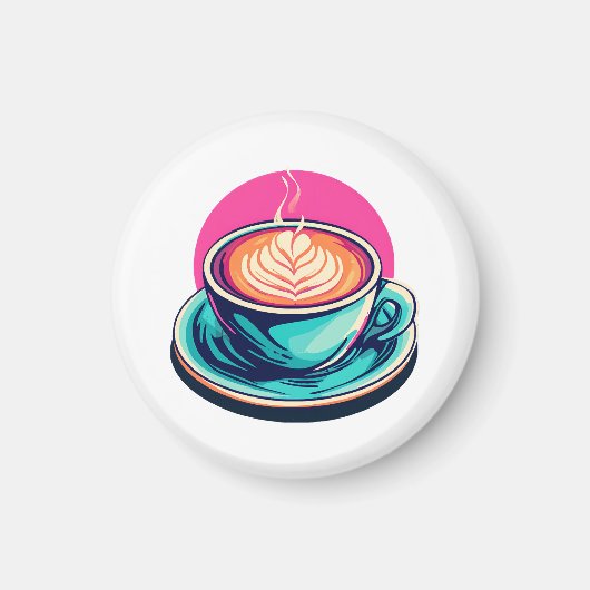 カプチーノのコーヒーカップ マグネット (正面)