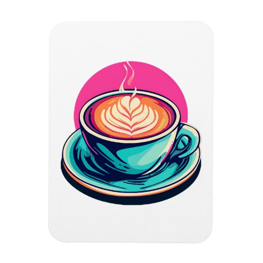 カプチーノのコーヒーカップ マグネット (縦)