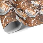 カプチーノのシームレスパターンカップ ラッピングペーパー (ロールコーナー)