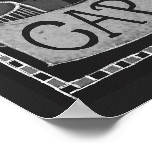 カプチーノアンドフレンズチョークタイポグラフィコーヒーアート ポスター (角)