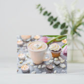 カプチーノカップ浮動ハートと婚約 シーズンポストカード (スタンド正面)