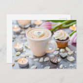 カプチーノカップ浮動ハートと婚約 シーズンポストカード (正面/裏面)