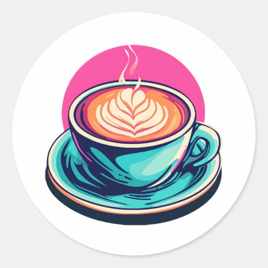 カプチーノコーヒーカップ ラウンドシール (正面)