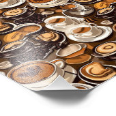 カプチーノコーヒー油絵を描パターン フォトプリント            (角)