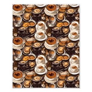 カプチーノコーヒー油絵を描パターン フォトプリント