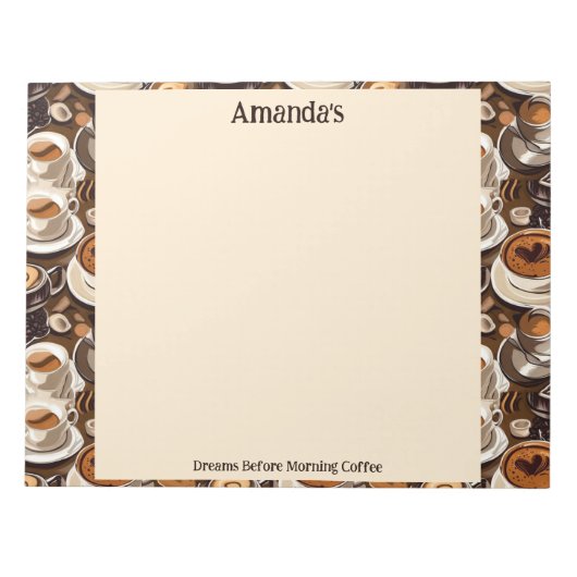 カプチーノコーヒー絵を描油パタパーソナライズされたーン ノートパッド (正面)