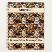 カプチーノコーヒー絵を描油パタパーソナライズされたーン プランナー手帳 (正面)