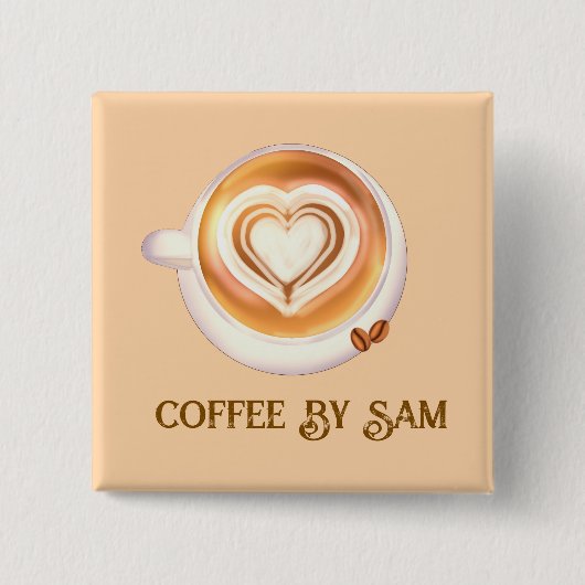 カプチーノコーヒー 缶バッジ (正面)