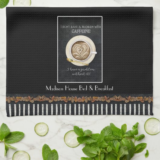 カプチーノハートアートカフェインコーヒーベッドブレックファースト キッチンタオル (折り畳み)