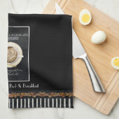 カプチーノハートアートカフェインコーヒーベッドブレックファースト キッチンタオル (四つ折り)