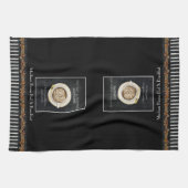 カプチーノハートアートカフェインコーヒーベッドブレックファースト キッチンタオル (横)