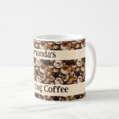 カプチーノ絵を描油パタパーソナライズされたーン コーヒーマグカップ (正面右)