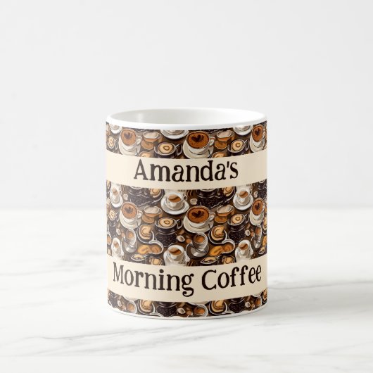 カプチーノ絵を描油パタパーソナライズされたーン コーヒーマグカップ (中央)