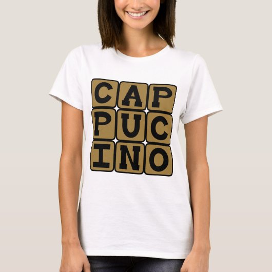 カプチーノ、イタリアのコーヒードリンク Tシャツ (正面)