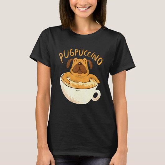 カプチーノ・パグ Tシャツ (正面)