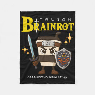 カプチーノInoイタリアンBrainrotレトロゲーマーアートデザイン フリースブランケット
