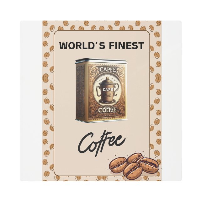 カプフェコーヒー古いコーヒファッションドースズ メタルプリント (正面)