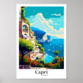 カプリイタリアアートヴィンテージトラベルイラストレーション ポスター (正面)