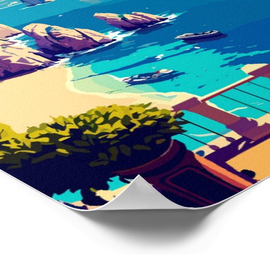 カプリイタリアアートヴィンテージ旅行イラストレーション ポスター (角)