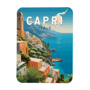 カプリイタリアトラベルアートヴィンテージ マグネット