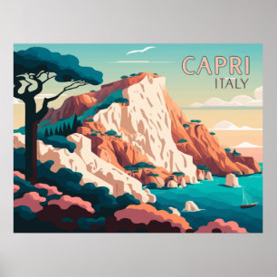 カプリイタリアレモン地中海のズアイランドレトロ ポスター