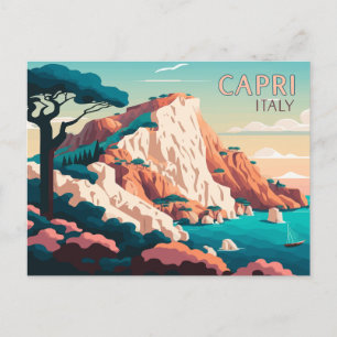 カプリイタリアレモン地中海のズアイランドレトロ ポストカード