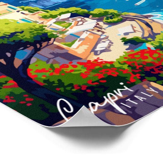 カプリイタリアヴィンテージ旅行イラストレーション ポスター (角)