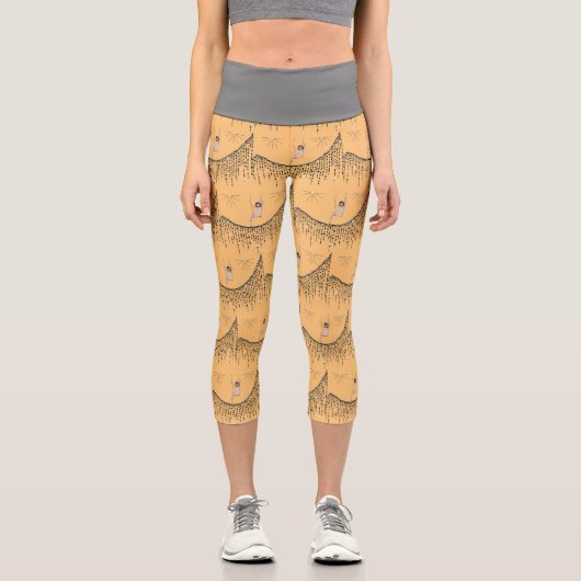 カプリスウィングガールインスイング金ゴールドとブラック カプリレギンス (正面)