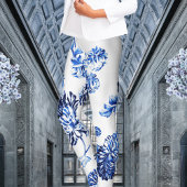 カプリブルーヴィンテージ植物学フローラレオンビエンス レギンス