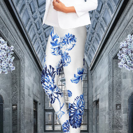 カプリブルーヴィンテージ植物学フローラレオンビエンス レギンス