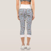カプリレギンスグレイ抽象芸術ホワイトウエスト カプリレギンス (裏面)